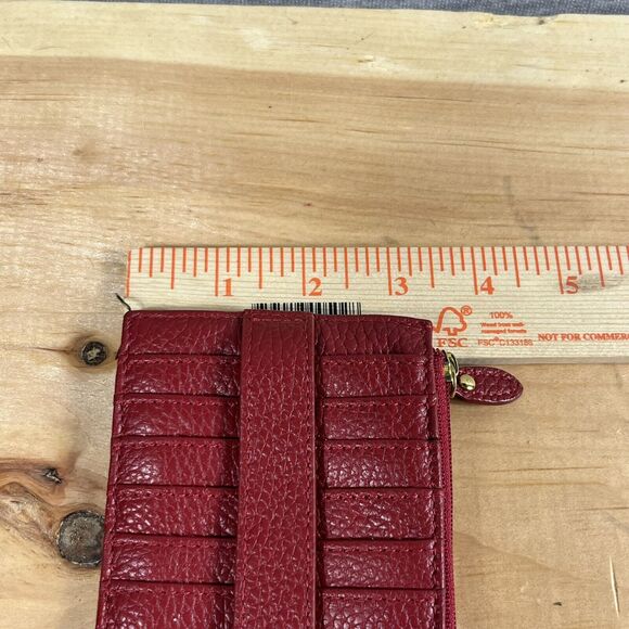 Lodi’s Women’s Credit Card Stacker Wallet Slim Red Pebbled Leather 8 Card Pocket - Picture 6 of 6